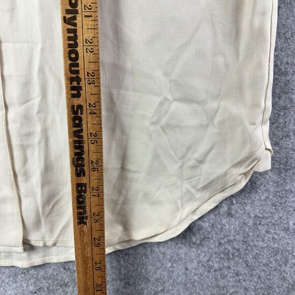 Vintage Pinky & Dianne Silk Top Womens 8 Cream Tuxedo Long Sleeve Button Blouse* - Picture 14 of 15